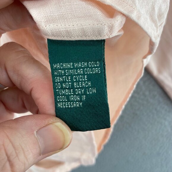 Lauren Ralph Lauren Shirt Womens Large Pink Linen Roll Tab Sleeve Button Collar - Picture 6 of 10
